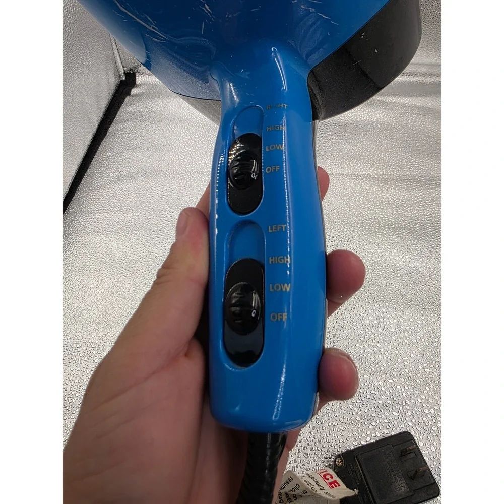 Crazy Dog Twin Turbo Professional Pet Grooming Hair Dryer Blue Dual Motor O2
